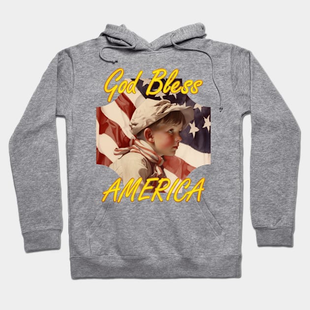 God Bless America, Child and Flag Hoodie by Mythologica